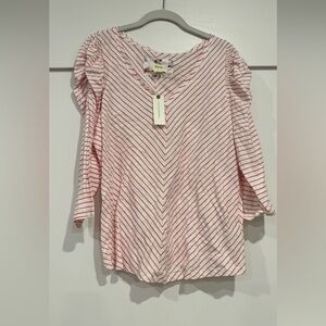 Anthropologie Pink and White Striped top